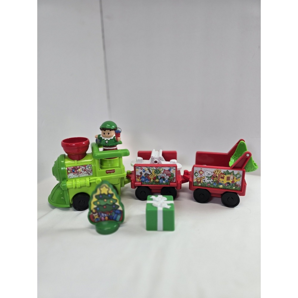 Fisher Price Little People Christmas Train Holiday Express Elf Tree Sound Works
